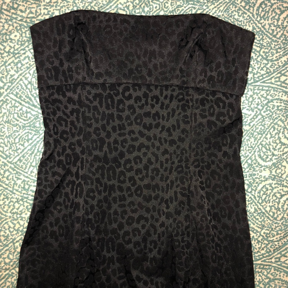 Black leopard print dress w/removable straps